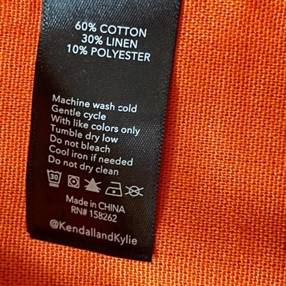 NEW KENDALL + KYLIE Linen Blend Off The Shoulder Ruffle Tangerine Dress, Sz 4-6 - Picture 15 of 15